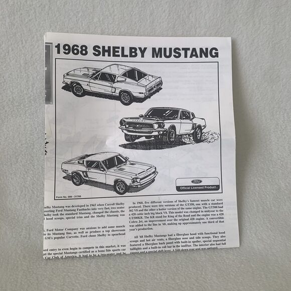 AMT ERTL 1968 Shelby GT-500 1/25 Scale Model Kit #31766 Open Box 2004 - Picture 11 of 11